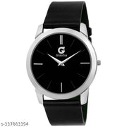 Listen Slim Casual Watch With Black Dial & Black Leather Strap Analog Watch - For Men