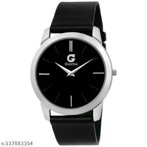 Listen Slim Casual Watch With Black Dial & Black Leather Strap Analog Watch - For Men