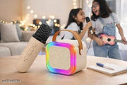 Rechargeable Karaoke Mic with Speaker for Singing | Wireless Mini Portable Bluetooth Speaker with Microphone & LED Lights | Cute Birthday Gift for Kids Musical Toys for Boys, Girls and Adults