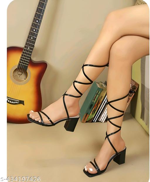 Camyour fashionable ladies black lace up heels for women and smart beautiful cute girls