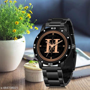 Talgo Analog Round Black Dial ALPHABET H Design Stylish Black Silicone Strap Classic Design Fancy Wrist Watch for Men and Boys, Pack of 1 - ALP-H-AVO-BLK-CDBLK