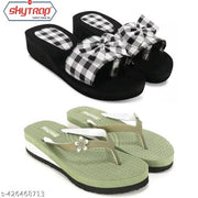 Bizwiz Black Green Light Weight Extra Soft Ortho Doctor Solid Slippers Flipflop for Women Girls Combo of 2