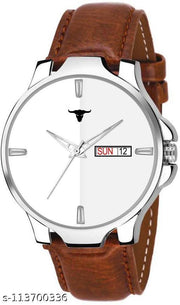 RUSTET WHTBRW385-BRWN Day and Date Boy's & Men's Stylish Analog Watch