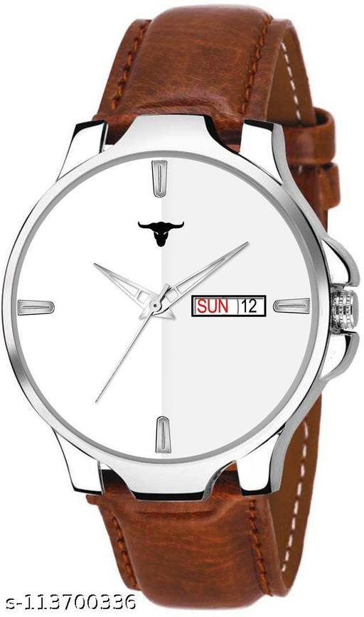 RUSTET WHTBRW385-BRWN Day and Date Boy's & Men's Stylish Analog Watch