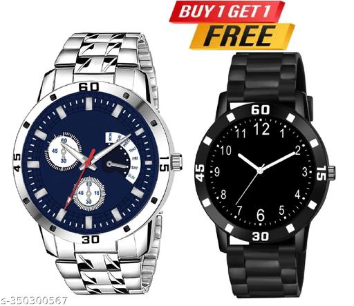 HC HARMI CREATIVE Analog Watch - For Men Steel and  Tranding Pu Belt Quartz Watch Strap For Mens and Boys (Combo Set of 2)