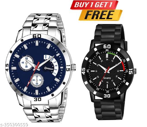 HC HARMI CREATIVE Analog Watch - For Men Steel and  Tranding Pu Belt Quartz Watch Strap For Mens and Boys (Combo Set of 2)