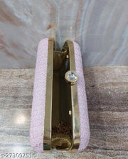 FANCY PARTYWEAR BOX CLUTCH WITH HANDLE SHIMMER SHINING BRIDAL CLUTCH