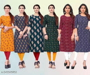 Women Printed Crepe Kurti (Combo Of 6)