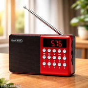 Pocket Blast FM Radio with Bluetooth Speaker with Powerful Sound,FM Recording, Antenna, 6w-12 Hours (USB Charging) and Number Pad | Red (Pack of 1)