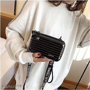 Forever young Side Sling bag for girls Black hand bag for girls Mini suitcase rectangle bag for girls and women