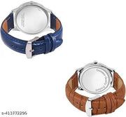 Combo Pack of 2 Blue and Brown Analog Watch - for Men & Boys