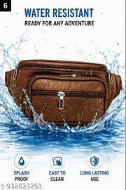 Latest Men Women Leather Waist Pack Travel Bags For Moneyy| Belt| Cards |Mobile| Documents| Kit| Books and Bills Dairy Pouch Cross Side Bag For Men Women .With Belt Stylish Small Luggage Accessories Bag I Waist Bags I Fanny pack.
