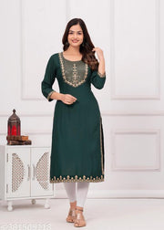 Women Embroidered Straight Kurta