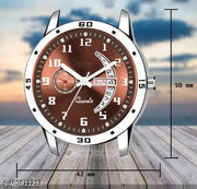 Brown dial day and date function working analog sports watch for mens and boys(metal belt day and date watch for mens)