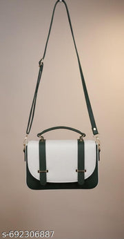 structured top-handle satchel featuring a two-tone color-block design Luvoksi Green & White Sling Bag Treio. KLEIO Green & White Solid Medium Satchel Handbag and the Sydney Spark Green Hand-held Bag.
For official going lady