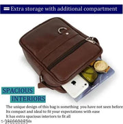 Premium Brown Synthetic Leather Crossbody Side Bag for Men