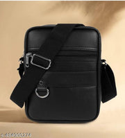 ZOVIRA Faux Leather Unisex Sling Cross Body Travel Office Messenger Bag  Black Pack 1