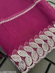 Demanding Beautiful Net Saree With Banglory Silk Blouse Piece
