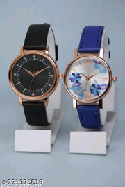 Best Quality Festive Season Flower Designer Round Dial Attractive Leather Belt Women Watches Combo Pack of 2 Watches combo for women stylish girl watches combo pack of 2 analog watches combo wrist watches combo watches for girls stylish watches Set