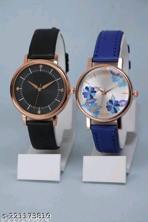 Best Quality Festive Season Flower Designer Round Dial Attractive Leather Belt Women Watches Combo Pack of 2 Watches combo for women stylish girl watches combo pack of 2 analog watches combo wrist watches combo watches for girls stylish watches Set