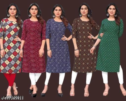 Polyster/Crepe fabric-Aakarsha Alluring Kurtis
