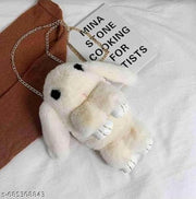 Cute Bunny Sling Bag Fluffy Sling Bags For Girls Kids Rabit Shaped bags Crossbody Plush Purse with Shoulder Chain handbags for Children (Pack Of 1) Offwhite Color