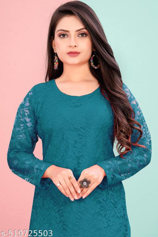 Designer Rassal Net Fabric Kurtis For Woman