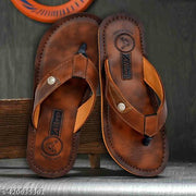 Trendy/Casual/Dailywear Alkro Vintage Leather Comfort Slippers For Mens And Boys In BROWN