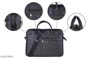 swastik standard statik men’s 15.6 inch  lether official leptop bag black