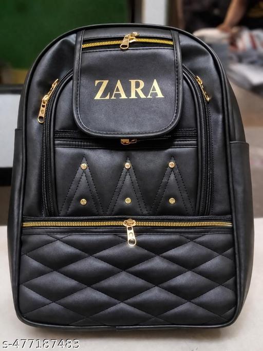 Women Stylish Quilted Backpack | Trendy Leatherette College & Office Bag with Multiple Zip Compartments