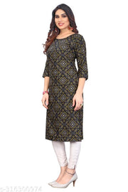 Women Printed Crepe Straight Kurti