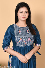 Women Flared Rayon Nayra Cut Kurti for Women & Girls|Women's Kurtas & Kurtis
