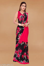 Pretty, Printed Georgette Saree with Blouse Piece