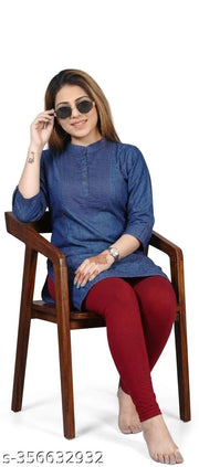 • Trendy Women Blue Denim Straight Kurti