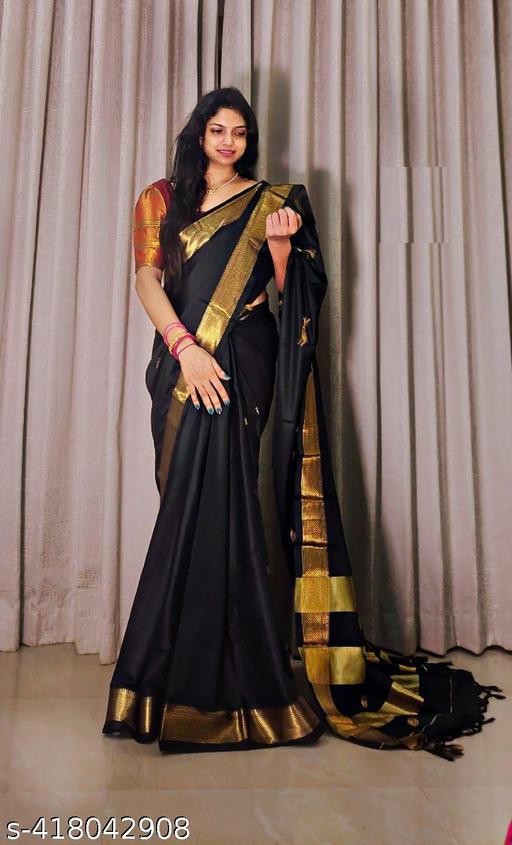 NST5 Traditional Elephant Kanjivaram Cotton Silk Saree with Matching Blouse Tassels and Latkans, Timeless, Elegant, Wedding Saree, Indian Weaving, Ethnic Wear Saree