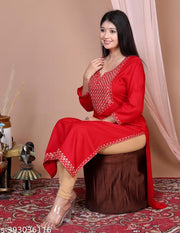 Women Embroidered Straight Kurta