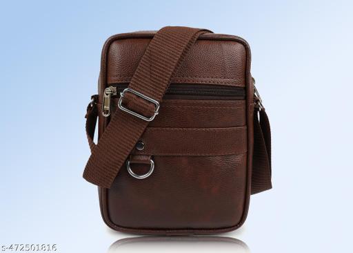 Faux Leather Unisex Sling Cross Body Travel Office Messenger Bag