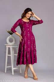 Trending Beautiful  Women Printed Maroon Anarkali Kurtis/ Woemen Kurtis | Womens/Girls Printed Anarkali Kurta