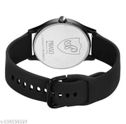 Black Dial & Black Silicone Strap Watch For Men