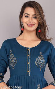 Elevate your ethnic wardrobe /women rayon Anarkali printed Kurti