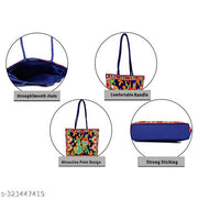 Royal Looking Cotton Traditional Ethnic Rajasthani Jaipuri Embroidered Handbag (Blue)