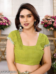 Women's Bollywood Leheriya Printed Green Georgette Saree