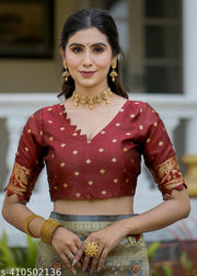cotton silk jacquard with blouse