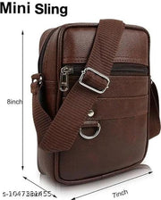 Men's Sling Bag Crossbody Shoulder Bag | PU Leather Side Bag with Adjustable Strap & Multiple Compartments for Travel, Office & Casual Use-Brown