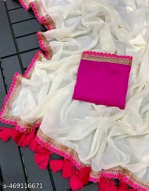 Sporting a classic solid pattern and a beautiful embroidered border,the Fashion Women’s Embroidered Bollywood Saree is a must-havein your ethnic wear collection.