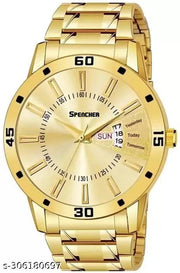 Spencher Exclusive Date & Day Function Golden Analog Watch For Men & Boy