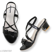 solid medium heel for women and girls casual and party wear sandal and very light weight heel new latest design heel for every wear and every look is shine (Black)