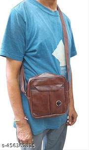 Men's Mini Side Sling Bag size 18X16X6 cms Front And Back Zippper Pocket, Inside One Small Pocket
