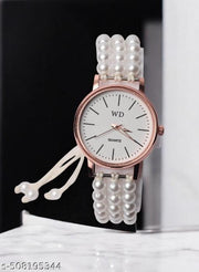 WHITE BEAD BRACELET TYPE WATCH