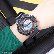 Digital Dial Black Solid Design Strap Multi Functional with Backlight Sports Watch for Men & Boy Digital modal 2024 Digital Watch Shockproof Automatic Waterproof Digital Sports Watch for Men's Kids Watch for Boys Watch for Men Pack of 1 Watch